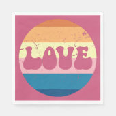 レトロラブタイポグラフィオンヴィンテージサンセットストライプズ スタンダードランチョンナプキン (正面)