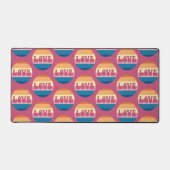 レトロラブタイポグラフィオンヴィンテージサンセットストライプズ デスクマット (正面)