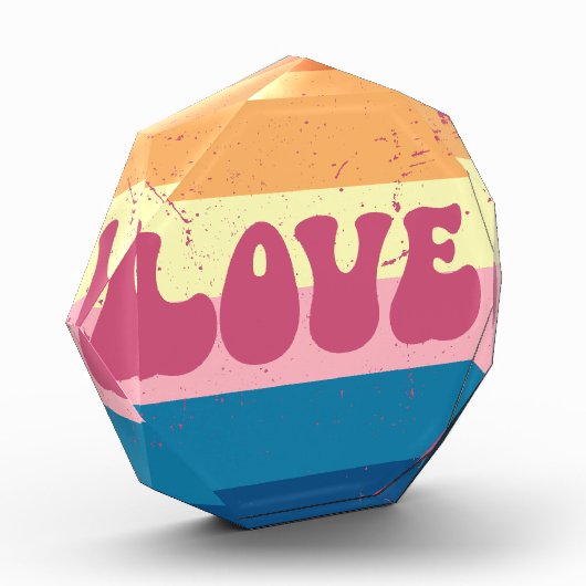 レトロラブタイポグラフィオンヴィンテージサンセットストライプズ フォトブロック (左)