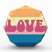 レトロラブタイポグラフィオンヴィンテージサンセットストライプズ フォトブロック (正面)