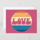 レトロラブタイポグラフィオンヴィンテージサンセットストライプズ ポストカード (正面/裏面)