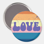 レトロラブタイポグラフィオンヴィンテージサンセットストライプズ マグネット (正面/裏面)