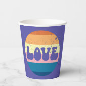 レトロラブタイポグラフィオンヴィンテージサンセットストライプズ 紙コップ (正面)