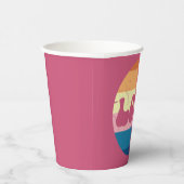 レトロラブタイポグラフィオンヴィンテージサンセットストライプズ 紙コップ (右)