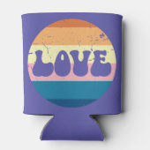 レトロラブタイポグラフィオンヴィンテージサンセットストライプズ 缶クーラー (裏面)