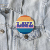 レトロラブタイポグラフィオンヴィンテージサンセットストライプズ 缶バッジ (インサイチュ)