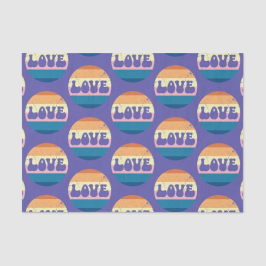 レトロラブタイポグラフィオンヴィンテージサンセットストライプズ 薄葉紙 (正面)