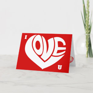 レトロラブハートテキストタイポグラフィーカード「I Love U」 カード