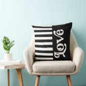 レトロラブブラック&ホワイトストライプパターン クッション (椅子)