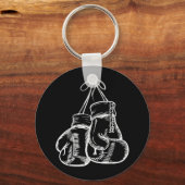 レトロラブホワイトボクシンググローブギフトボクサーギフト キーホルダー (正面)