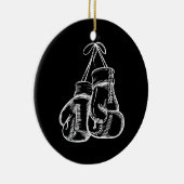 レトロラブホワイトボクシンググローブギフトボクサーギフト セラミックオーナメント (右)