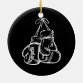 レトロラブホワイトボクシンググローブギフトボクサーギフト セラミックオーナメント (裏面)