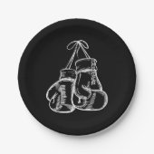 レトロラブホワイトボクシンググローブギフトボクサーギフト ペーパープレート (正面)