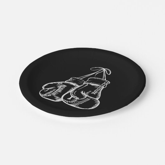 レトロラブホワイトボクシンググローブギフトボクサーギフト ペーパープレート (アングル)