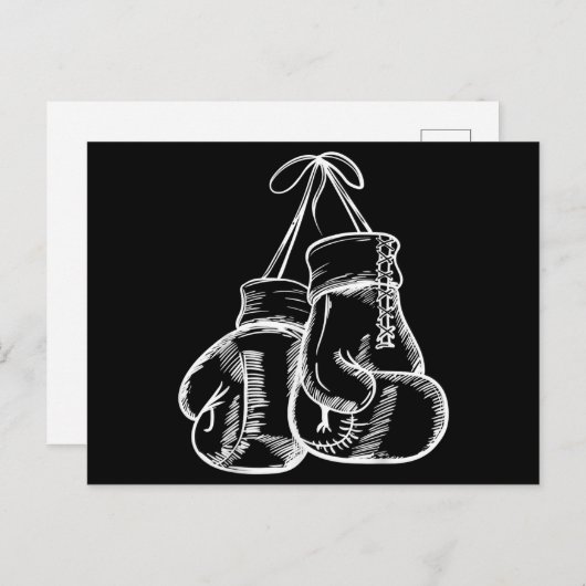 レトロラブホワイトボクシンググローブギフトボクサーギフト ポストカード (正面/裏面)