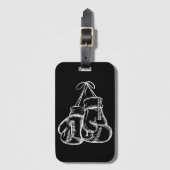 レトロラブホワイトボクシンググローブギフトボクサーギフト ラゲッジタグ (正面縦)