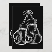 レトロラブホワイトボクシンググローブギフトボクサーギフト 招待状 (正面/裏面)