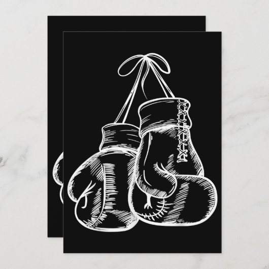 レトロラブホワイトボクシンググローブギフトボクサーギフト 招待状 (正面/裏面)