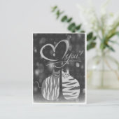 レトロラブユーバブリーハート猫のラブポストカード ポストカード (スタンド正面)