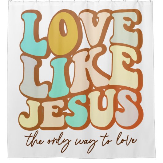 レトロラブライクイエス シャワーカーテン (正面)