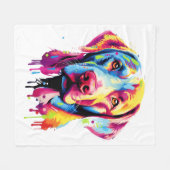 レトロラブラドールリトリエカラフルーバードフ恋人 フリースブランケット (正面(横))