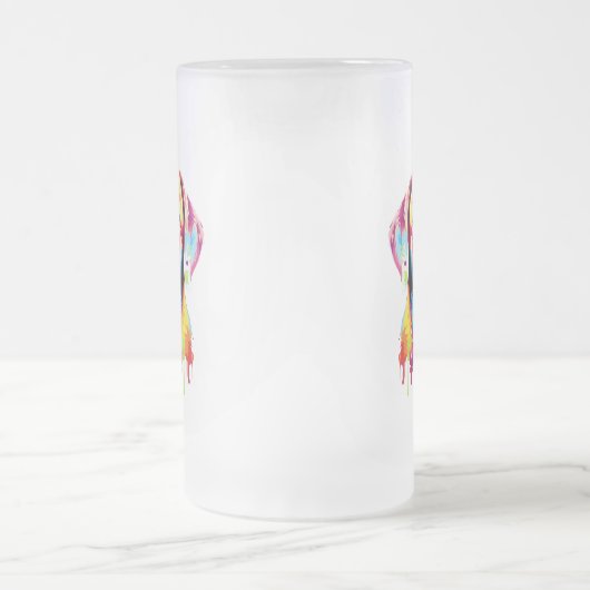 レトロラブラドールリトリエポップ・アートのーバーアカラフルートドッグ フロストグラスビールジョッキ (中央)