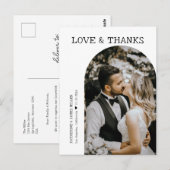 レトロラブ&サンクス ホワイトアーチ フォト ウェディング ポストカード (正面/裏面)