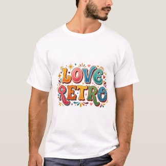 レトロラブ ビンテージハート グルービーな雰囲気 Tシャツ