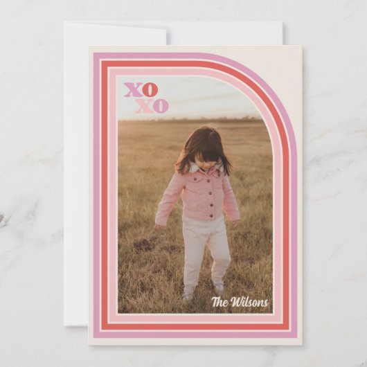 レトロラブXOXOバレンタインデーの写真カード シーズンカード (正面)