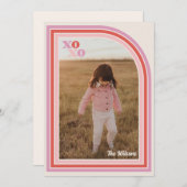 レトロラブXOXOバレンタインデーの写真カード シーズンカード (正面/裏面)
