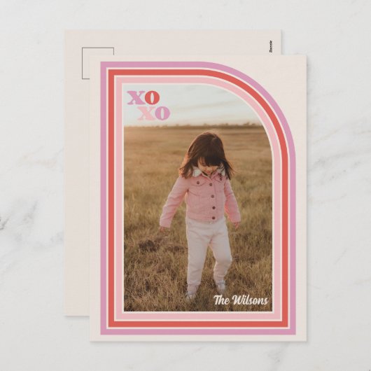レトロラブXOXOバレンタインデー写真はがき シーズンポストカード (正面/裏面)