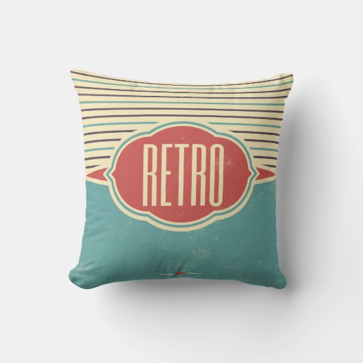 レトロラベルデザイナーアクセント枕 クッション (正面)