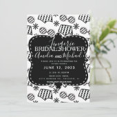 レトロランジェリーフローラドードルズブラックブライダルシャワー 招待状 (スタンド正面)