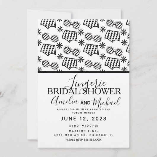 レトロランジェリーフローラドードレスブライダルシャワー 招待状 (正面)