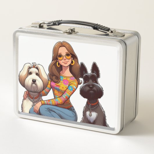 レトロランチボックス – ヴィンテージスタイル、毎日のおもしろい!🎒✨ メタルランチボックス (正面)