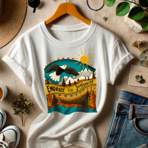 レトロランドスケープジャーニー引用文イーグルカラフル Tシャツ