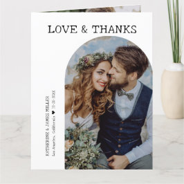 レトロラヴ感謝していとホワイトアーチ2写真結婚の サンキューカード
