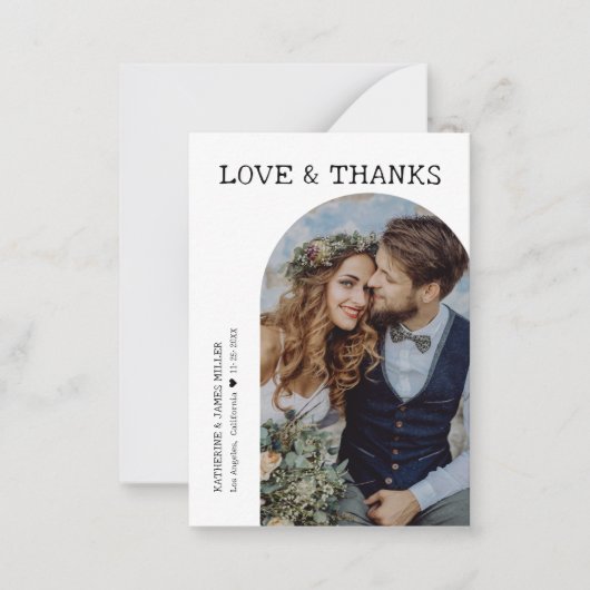 レトロラヴ感謝していと白アーチ2枚の写真結婚s ノートカード (正面)