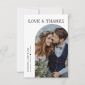 レトロラヴ感謝していと白アーチ2枚結婚の写真 サンキューカード (正面)