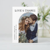 レトロラヴ感謝していと白アーチ2枚結婚の写真 サンキューカード (スタンド正面)