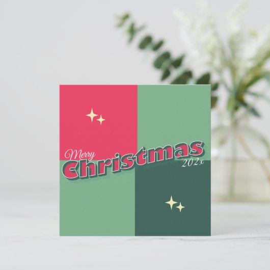 レトロラージレタークリスマスフォトカード カード (スタンド正面)