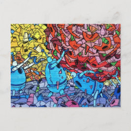 レトロリサイクルロボットウォールアートグラフィティ ポストカード