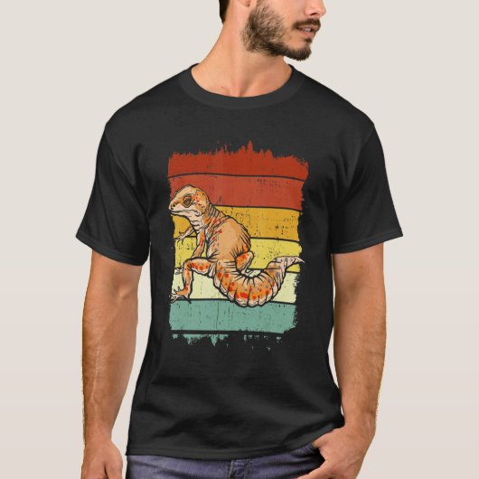 レトロリザード爬虫類ヴィンテージヒョウGECKO Tシャツ (正面)
