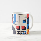 レトロリズムマグ – ヴィンテージな形状とライン コーヒーマグカップ (正面右)