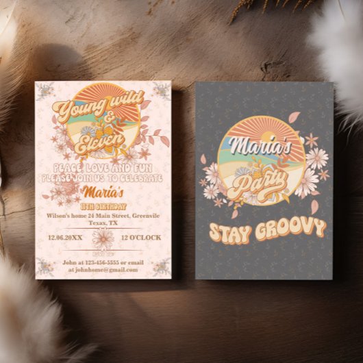 レトロリズム究極のグルービー11歳の誕生日 招待状