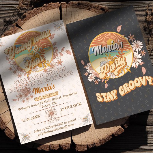 レトロリズム究極のグルービー4歳の誕生日 招待状