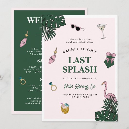 レトロリゾートラストスプラッシュバチェロレッテ週末 招待状 (正面/裏面)