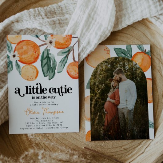 レトロリトルかわいこちゃんフォトベビーシャワー招待状 招待状