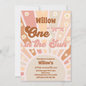 レトロリトルサンシャインワンインザサン誕生日 招待状 (正面)