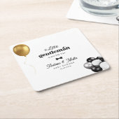 レトロリトルジェントンバルーン男の子のシャワー スクエアペーパーコースター (アングル)